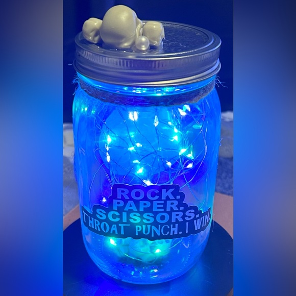 ❌RESERVED❌SKULL “ADULT HUMOR” PURPLE/GREEN LED LIGHTS SKULL DECOR JAR/HANDMADE - Picture 4 of 14